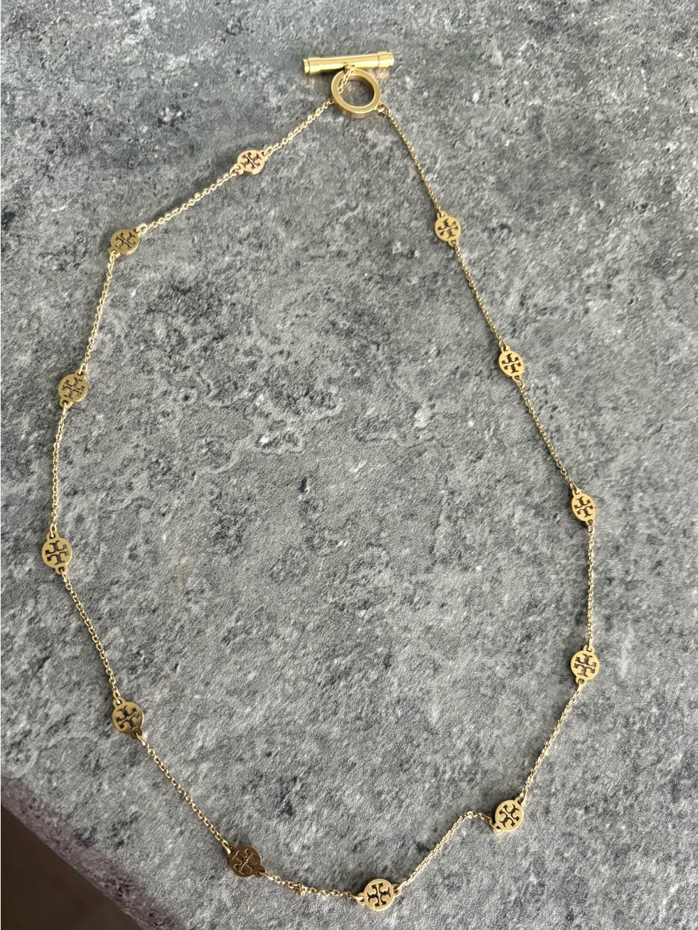 Tory Burch Gold Tone Disc Station Necklace - Women's Jewelry